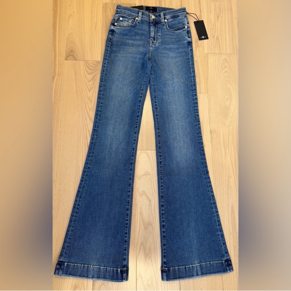 7 For All Mankind Dojo Original Jeans Women Flare Leg Trousers NWT Size 24 - Picture 3 of 7